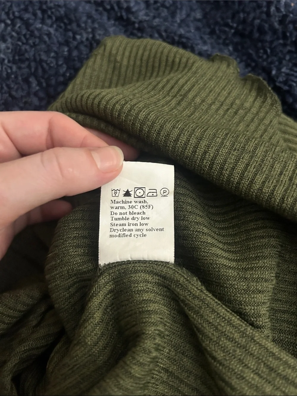 Off-Shoulder Ribbed Long-Sleeve Top in Olive